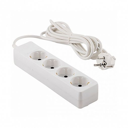 Удлинитель Engy Гранд, ПВС 3 x 0,75 мм, с заземлением, 4 розетки, 3 м, белый фото