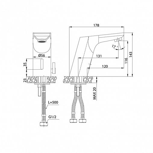 Смеситель для раковины с коротким изливом Iddis Pulse, сенсорный, хром фото