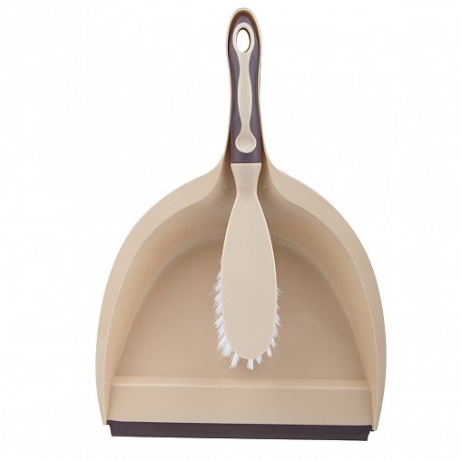 Комплект для уборки Leonord Dust, совок с щеткой-сметкой, бежевый фото