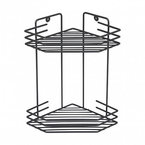 Полка в ванную угловая Рыжий кот, 2-х ярусная, 20,5 x 20,5 x 31,5 см, графит фото