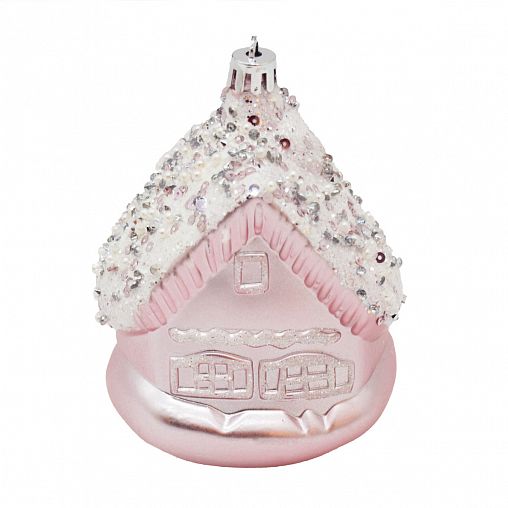 Набор елочных украшений Домики, 11 x 8 см, 2 шт, розовый фото