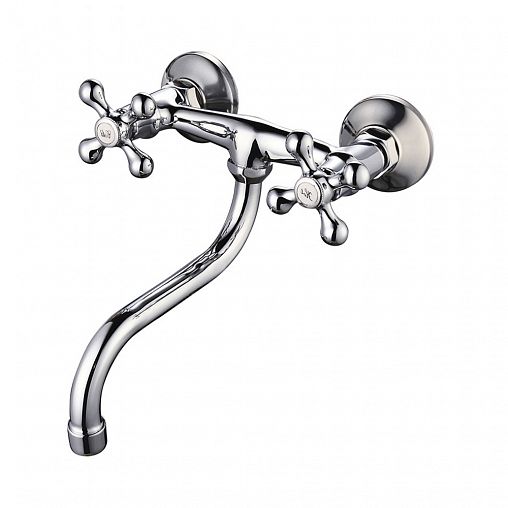 Смеситель для кухни настенный Tsarsberg 235-95, двухвентильный, хром фото