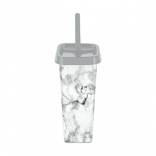 Ершик для унитаза Svip Decor, с подставкой и крышкой, 12 x 12 x 37 см, серый мрамор фото