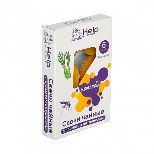 Свечи чайные от комаров Help, с ароматом цитронеллы, 6 шт фото