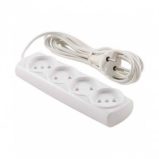 Удлинитель Engy Эконом, ШВВП 2 x 0,75 мм, 4 розетки, 3 м, белый фото