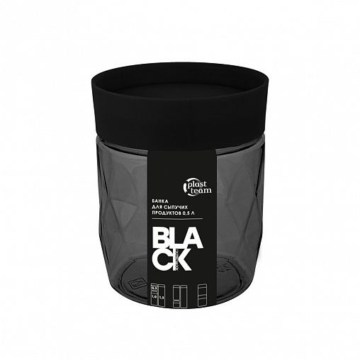 Банка для сыпучих продуктов Plast Team Black, 0,5 л фото