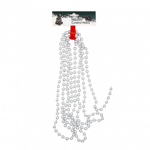 Бусы Шарики, d 10 мм, 2,7 м, серебро фото