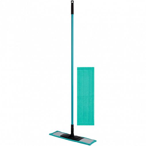 Швабра плоская Spin&Clean Disco, насадка из микрофибры, с рукояткой 110 см, аквамарин фото