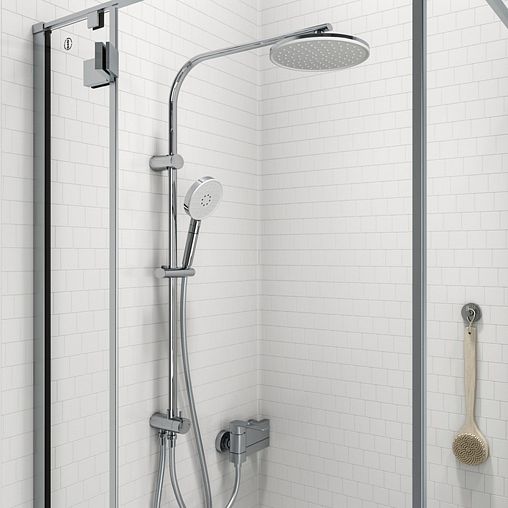 Душевой комплект IDDIS Swipe (стойка, лейка, шланг, держатель), хром фото