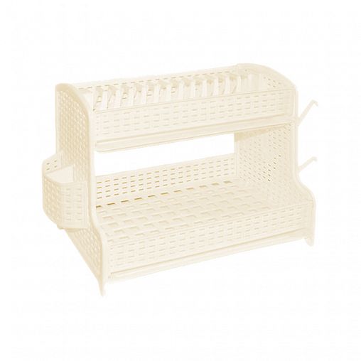 Сушилка для посуды и столовых приборов Violet Ротанг, 2 яруса, 52 x 28,5 x 32,5 см, слоновая кость фото