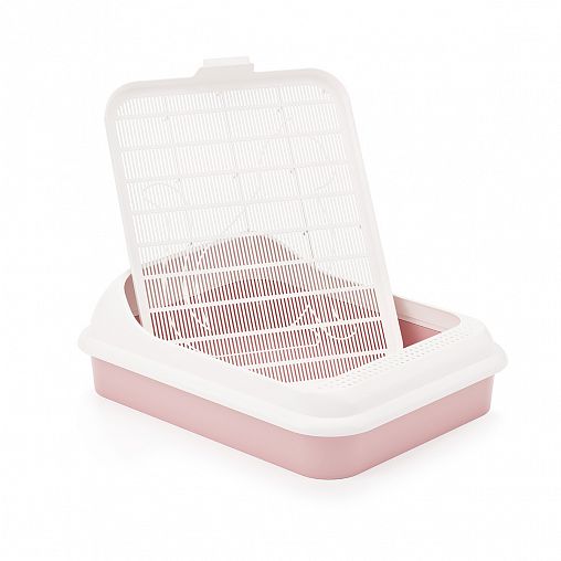 Лоток для животных Zoo Plast Лекси, с рамкой и решеткой, розовый фото