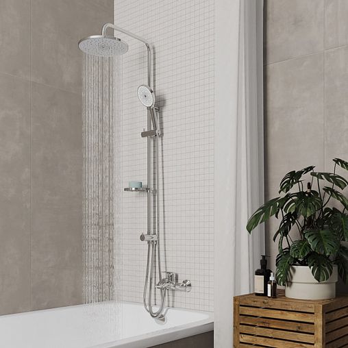 Душевой комплект с тропическим душем Milardo Ideal Spa ILSSB3FM76, хром фото