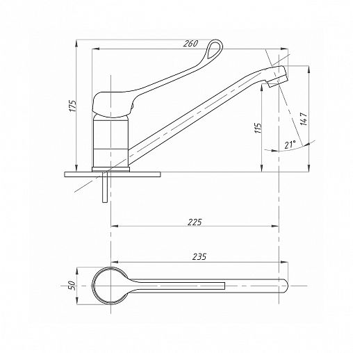 Локтевой смеситель для раковины Fauzt FZS-807-01, однорычажный, хром фото