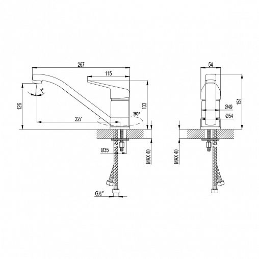 Смеситель для кухни Lemark Luna LM4104C, однорычажный, хром фото