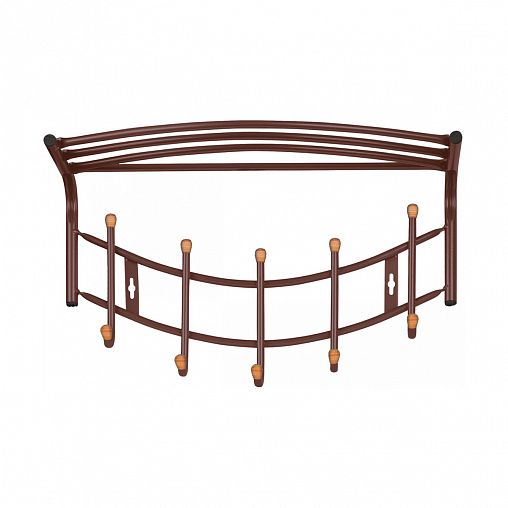 Вешалка настенная с полкой Nika Премиум ВНП4Д/К, 5 крючков, 52,5 x 30 x 23,5 см, коричневая фото