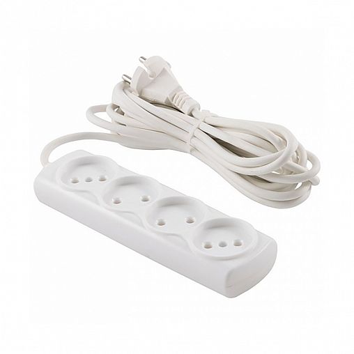 Удлинитель Engy Премиум, ПВС 2 x 0,75 мм, 4 розетки, 5 м, белый фото