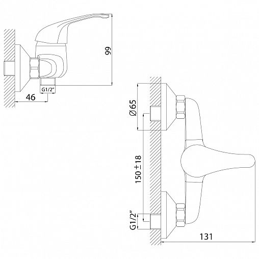 Смеситель для душа Rossinka A35-41, однорычажный, хром фото