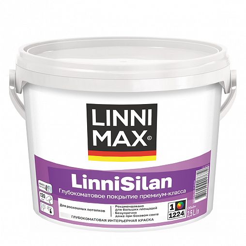 Краска интерьерная Linnimax LinniSilan, база 1, белая, 2,5 л фото