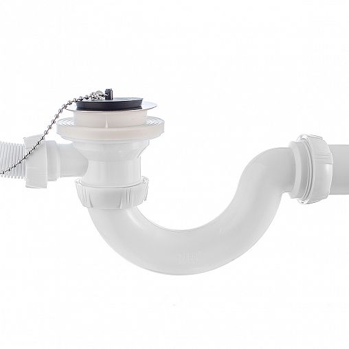 Сифон для ванн Wirquin, S-образный, 1 1/2" x 40 мм, с переливом, с гофротрубой 550 мм фото