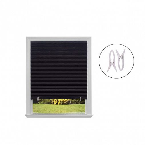 Штора плиссе самоклеящаяся Рыжий кот Skandi, 120 x 180 см, черная фото