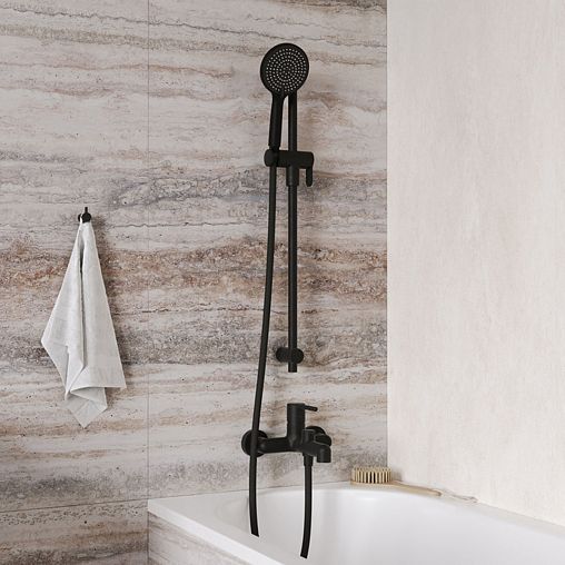 Смеситель для ванны IDDIS Aiger, черный матовый фото