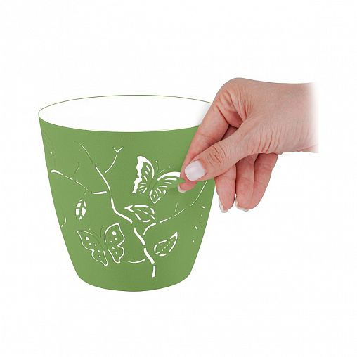 Горшок для цветов Plast Team Butterflies, 0,7 л, зеленое яблоко фото