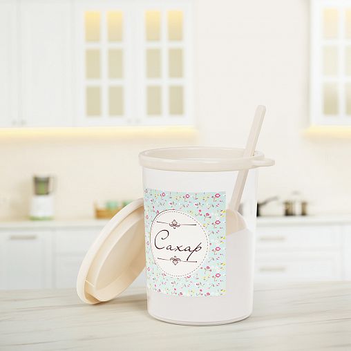 Банка для сыпучих продуктов Альтернатива Ассорти, с ложкой, 1 л, сахар фото