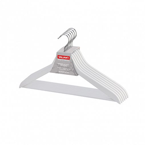 Вешалки для одежды Valiant Japanese White, с перекладиной, 44,5 x 23 x 1,2 см, белые, набор 6 шт фото