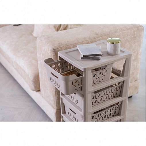 Комод четырехсекционный на колесах Econova Luxe, 300 x 385 x 690 мм, серый фото