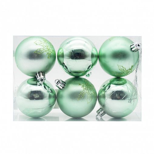 Набор елочных шаров, d 6 см, 6 шт, зеленый фото