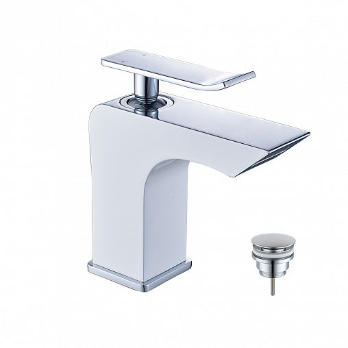 Смеситель для раковины Lemark Contest LM5806CW, однорычажный, белый/хром фото