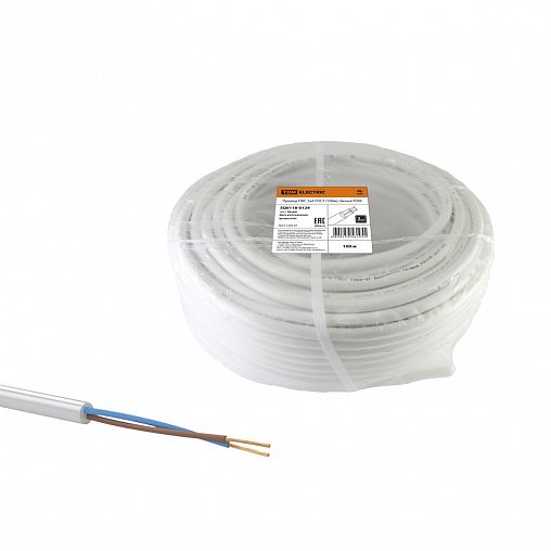 Провод бытовой ПВС Tdm Electric, 2 x 4 мм², 100 м, белый фото