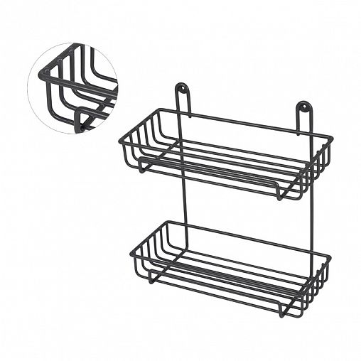 Полка в ванную Рыжий кот, 2-х ярусная, 29 x 12,5 x 30 см, графит фото