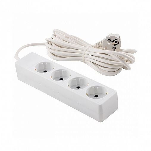 Удлинитель Engy Гранд, ПВС 3 x 0,75 мм, с заземлением, 4 розетки, 7 м, белый фото