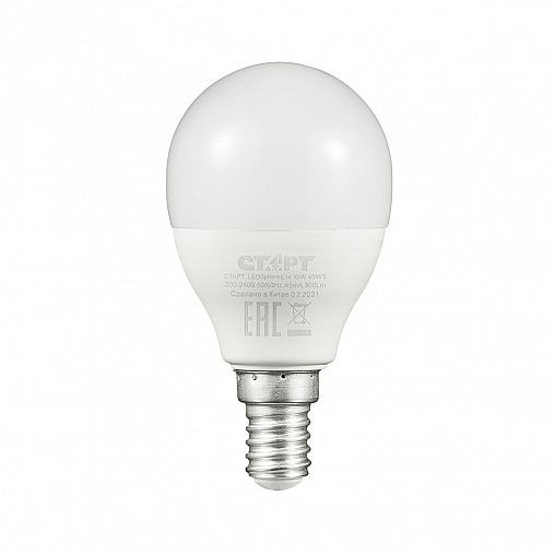 Лампа светодиодная LED Старт ECO Шар, E14, 10 Вт, 4000 K, холодный свет фото