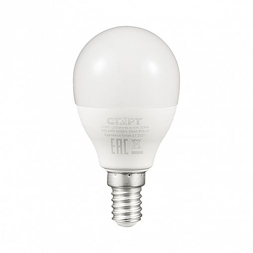 Лампа светодиодная LED Старт ECO Шар, E14, 10 Вт, 2700 K, теплый свет фото