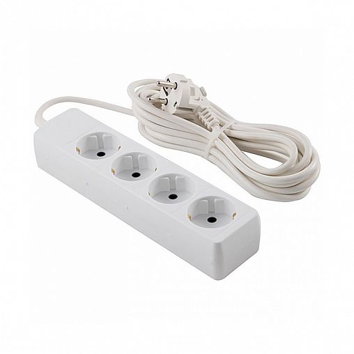 Удлинитель Engy Гранд, ПВС 3 x 0,75 мм, с заземлением, 4 розетки, 5 м, белый фото