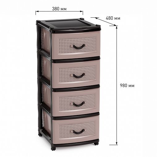 Комод четырехсекционный Альтернатива, 48 x 38 x 98 см, коричневый фото