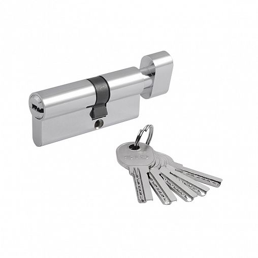 Цилиндровый механизм Нора-М STD AL ЛПВ-70 (40-30В), ключ/вертушка, хром фото