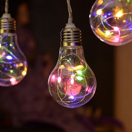 Электрогирлянда Vegas Ретро лампы, с блоком питания, 60 LED ламп, 10 ламп, 1,8 м, RGB многоцветная фото