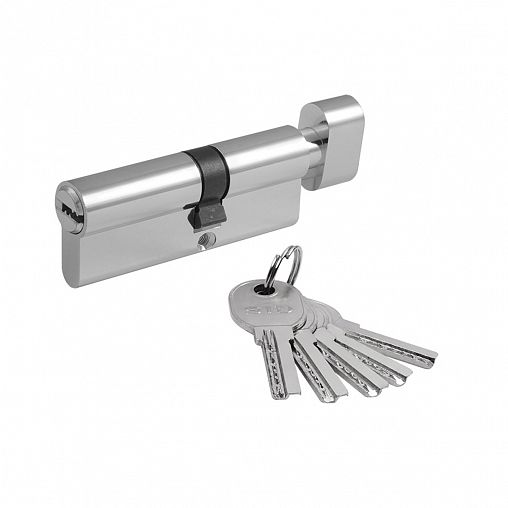 Цилиндровый механизм Нора-М STD AL ЛПВ-80 (45-35В), ключ/вертушка, хром фото