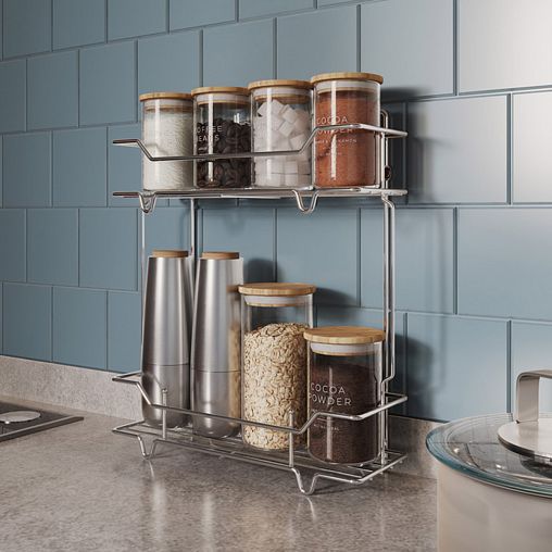 Полка в ванную Milardo Grid, 2-х ярусная, хром фото