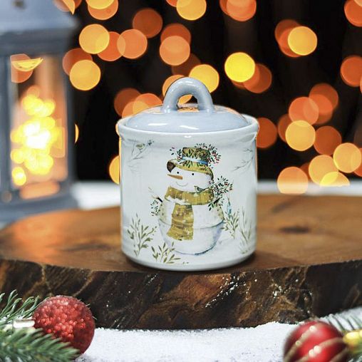 Сахарница Доляна Рождественский снеговик, 150 мл фото