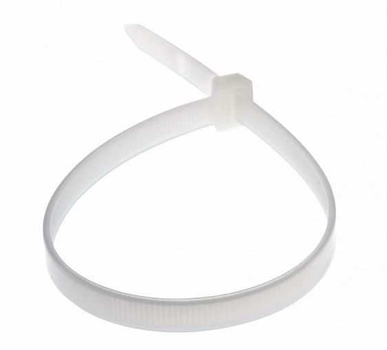 Хомут-стяжка Rexant, нейлон, 7,6 x 300 мм, 100 шт, белый фото