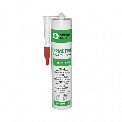 Силиконовый санитарный герметик MasterTeks Homemaster 9612918, 260 мл, белый фото