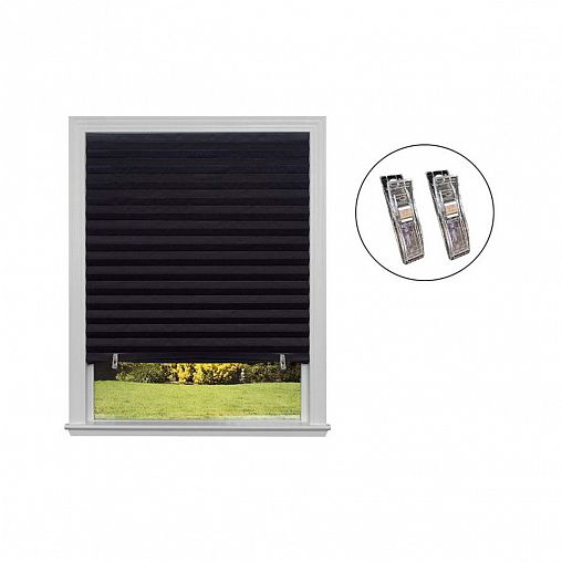 Штора плиссе самоклеящаяся Рыжий кот Skandi, 90 x 180 см, черная фото