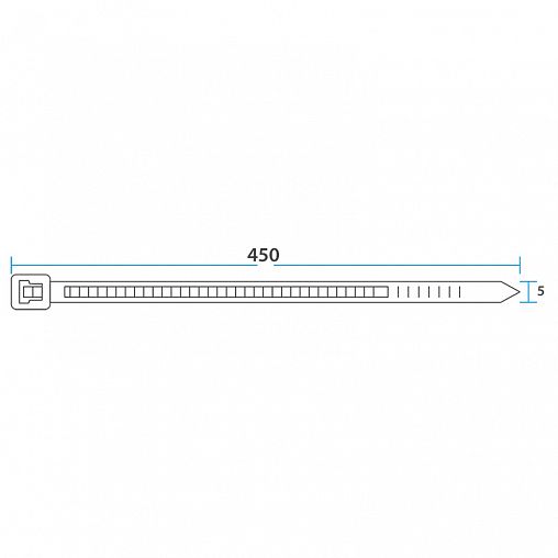 Хомут-стяжка Rexant, нейлон, 4,8 x 450 мм, 100 шт, белый фото