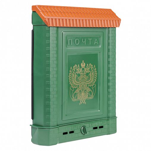 Почтовый ящик Цикл Премиум с пластиковой защелкой и накладкой, зеленый фото