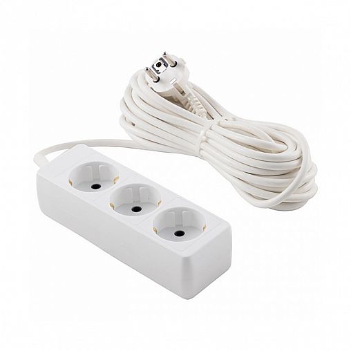 Удлинитель Engy Гранд, ПВС 3 x 0,75 мм, с заземлением, 3 розетки, 7 м, белый фото