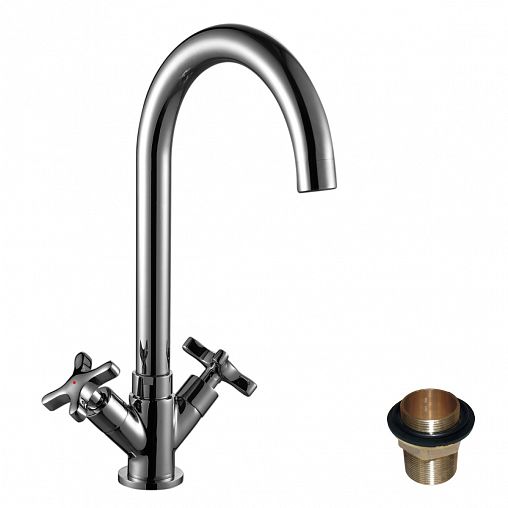Смеситель для кухни Rossinka RS39-72U, двухвентильный, хром фото